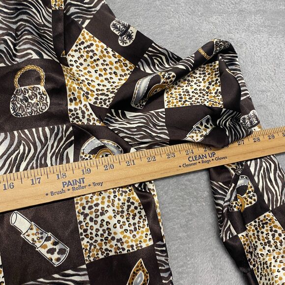 Vintage Kathy Lee Shirt Womens Large Button Up Brown Handbag Makeup Kitsch Silky - Picture 5 of 7